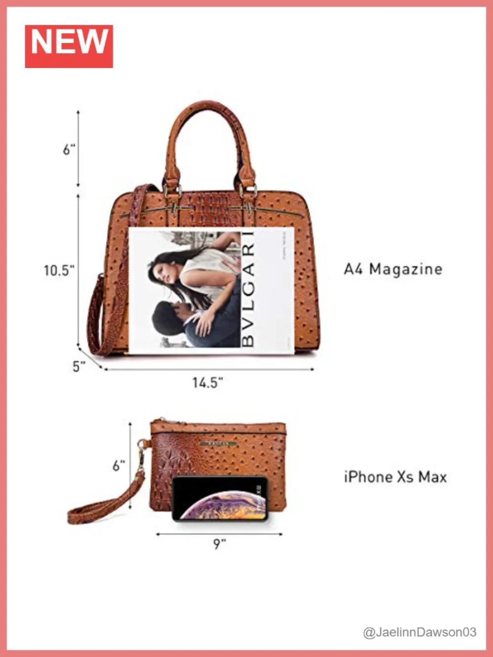 Women Vegan Leather Satchel Tote Handbag Set 2pcs with 3 Compartments